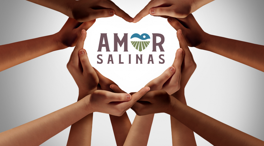 Amor Salinas logo with hands in the shape of a heart