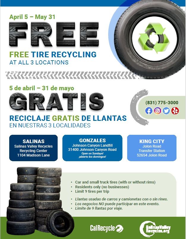 Free Tire Recycling April 5 - May 31